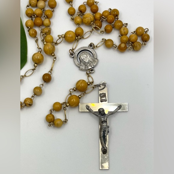 Vintage Rosary Natural Stones - Gold Filled wires and chain. - Picture 2 of 8